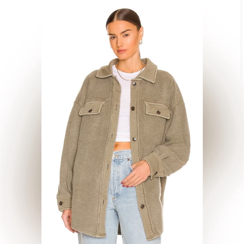 Free People Ruby Jacket in Dirt Olive. Size S